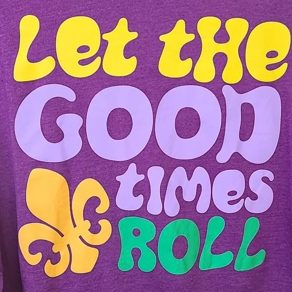 Mardi Gras Purple Long Sleeve Shirt - Let the Good Times Roll, Size Large, NWOT - Picture 2 of 6